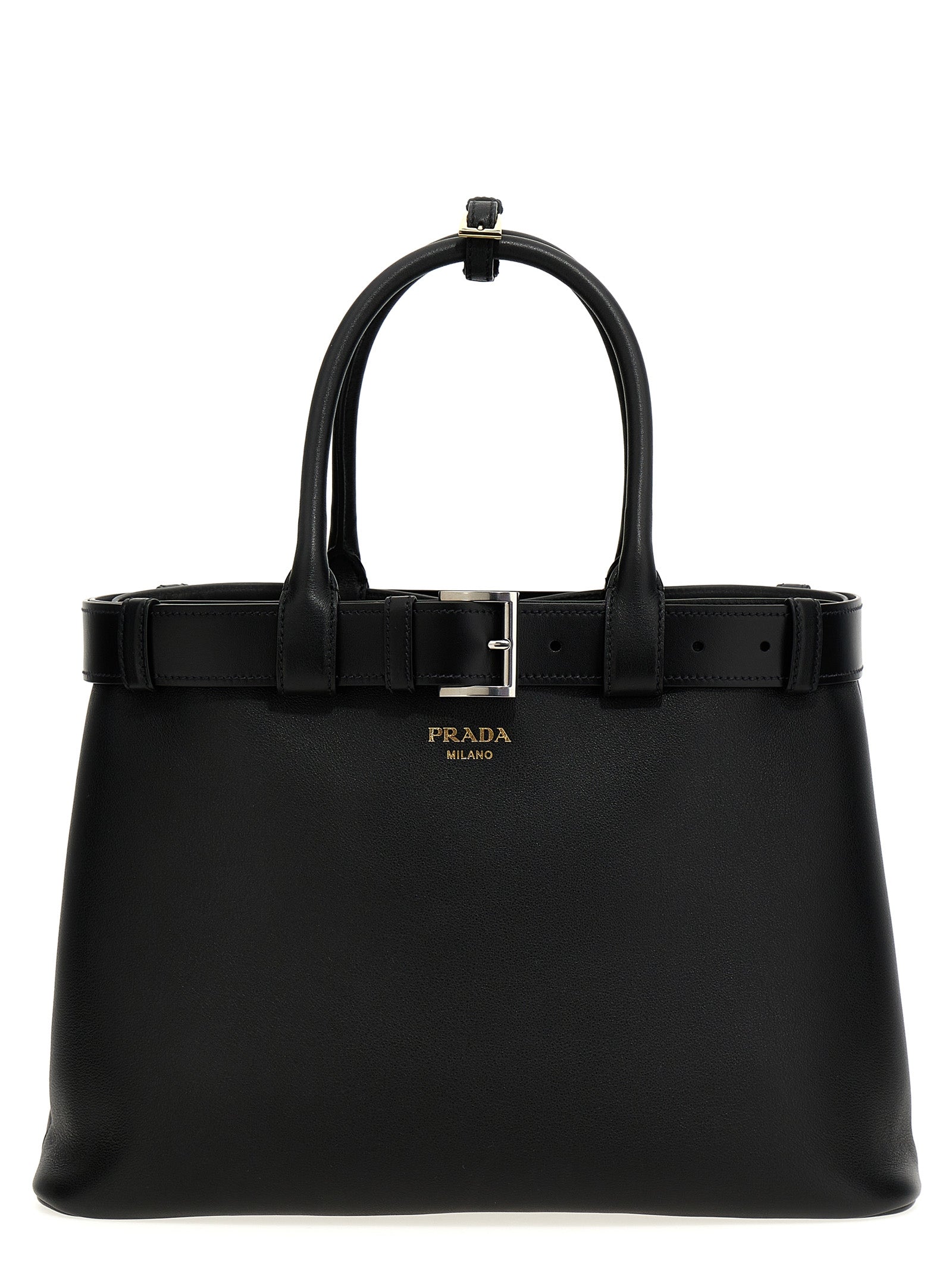 Prada Black leather Prada Buckle large handbag 1BA416VDBO2CY9F0002 – Stok