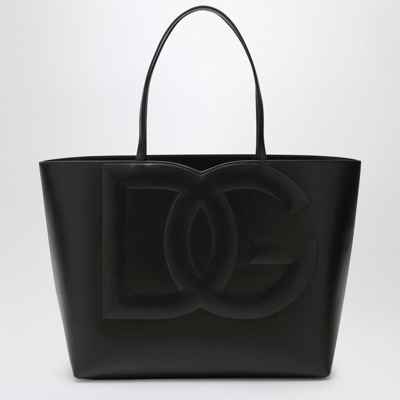 Dolce & Gabbana DG logo black leather medium tote bag BB7338AW576P_DOLCE-80999