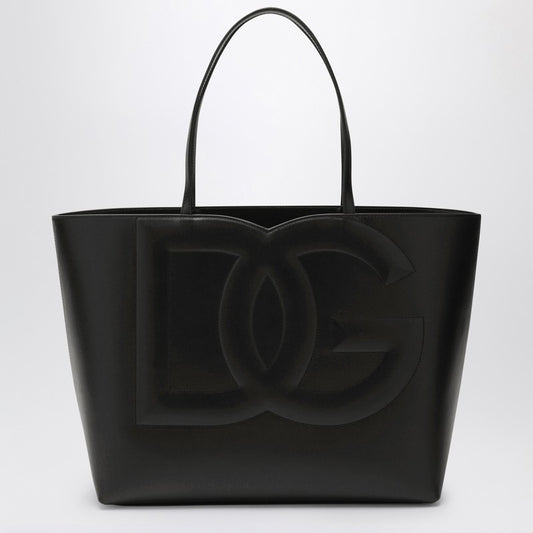 Dolce & Gabbana DG logo black leather medium tote bag BB7338AW576P_DOLCE-80999