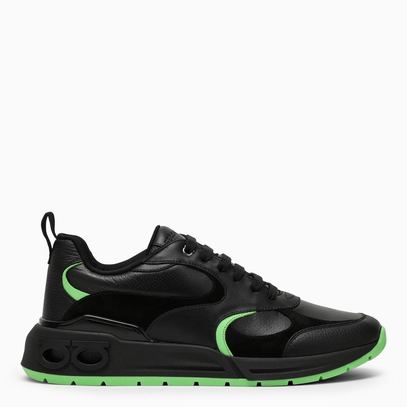 FERRAGAMO Low black/neon green trainer 0762902MLEN_FERRA-NR