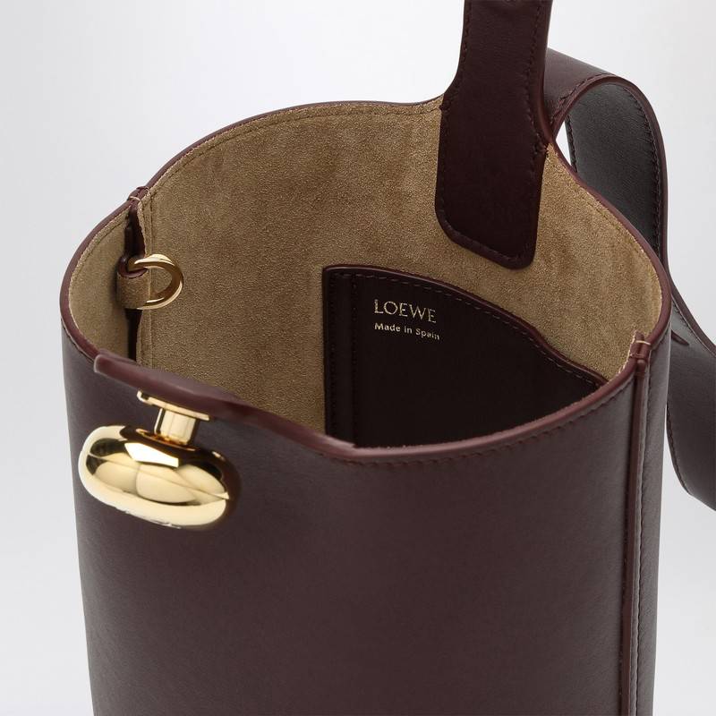 LOEWE Dark burgundy calfskin Pebble Bucket small bag AANBBBMX01LEQ_LOEW-7240