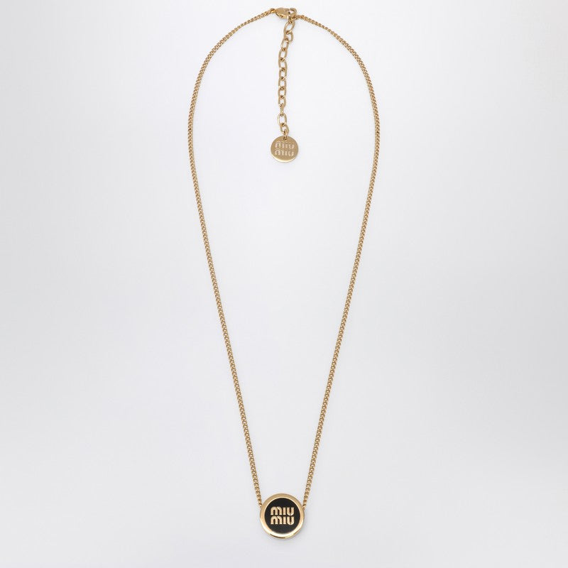 MIU MIU Metal necklace with black logo 5IC0962F6TP_MIU-F0002