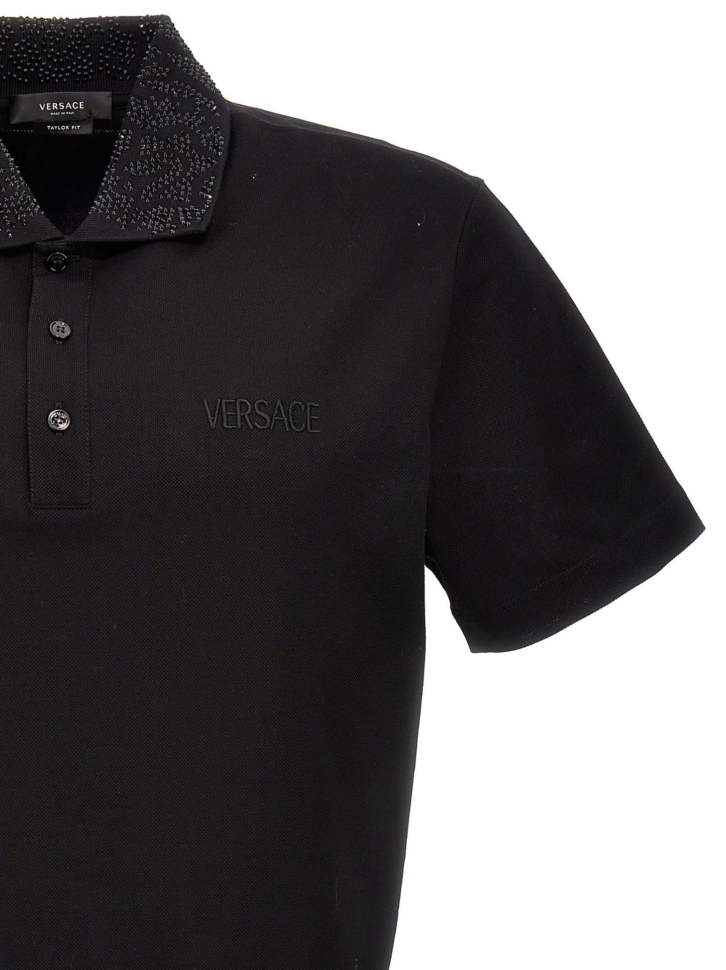 VERSACE LOGO SEQUIN POLO SHIRT 10106121A076481B000