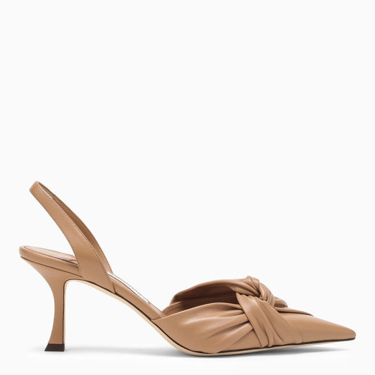 JIMMY CHOO Hedera 70 slingback in biscuit-coloured leather HEDERASB70NAPO_JIMCH-BI