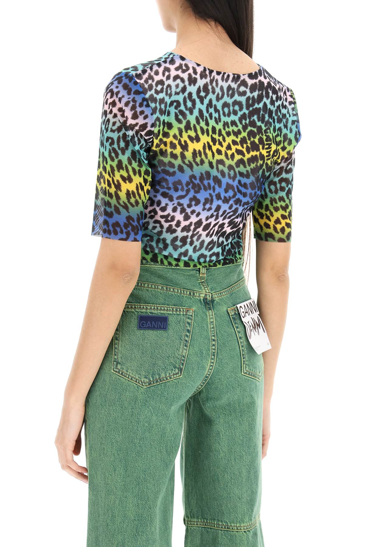 GANNI multicolor leopard print crop top T3416999