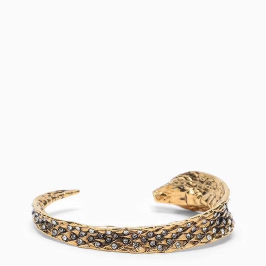 Saint Laurent Gold metal cobra bracelet with rhinestones 694522Y1526K_YSL-9137