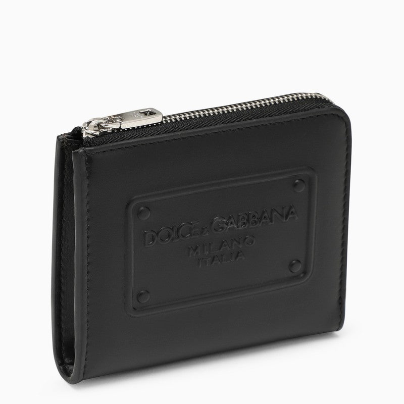 Dolce & Gabbana Black leather card holder with logoed plaque BP3273AG218O_DOLCE-80999