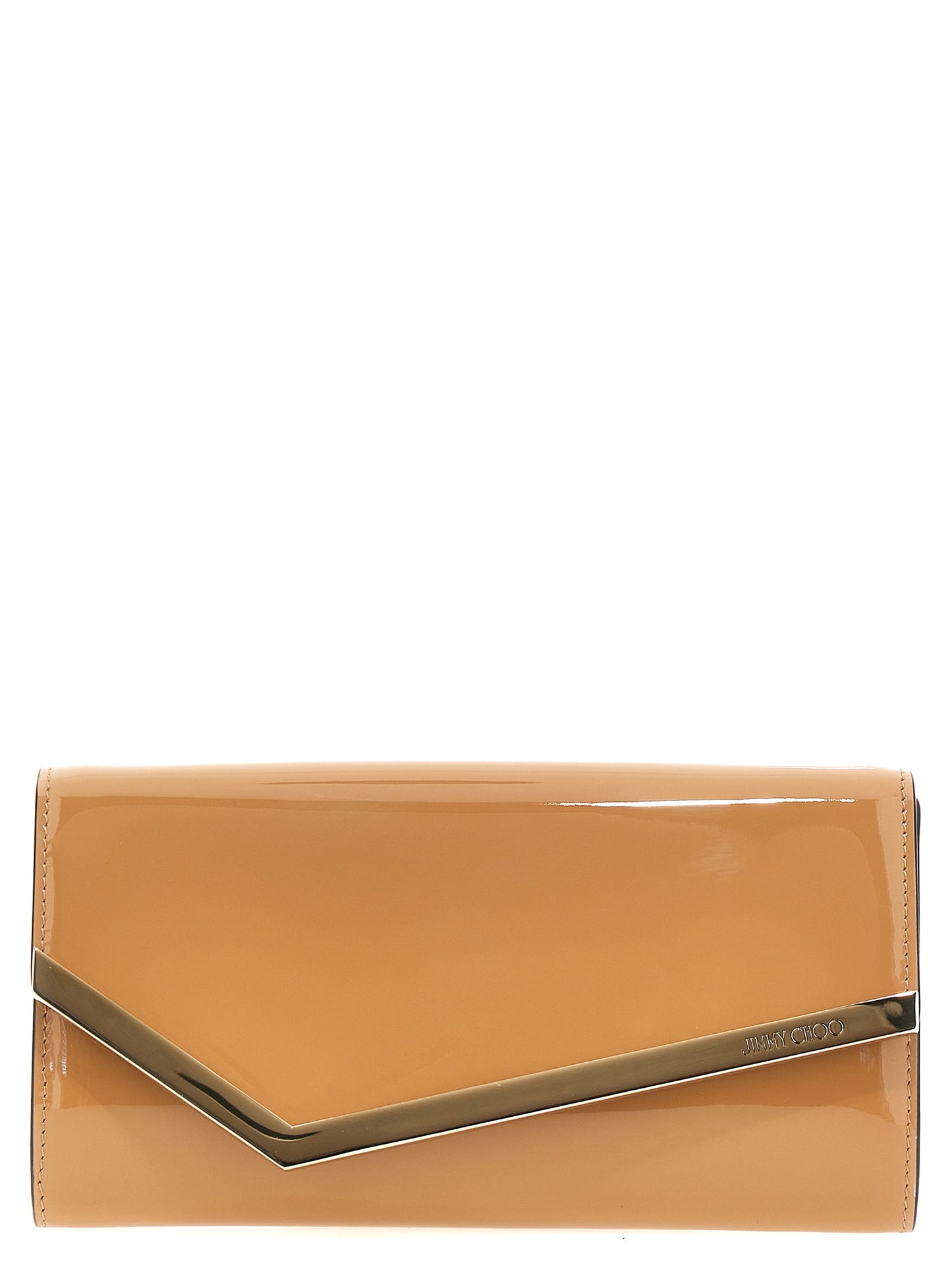 JIMMY CHOO 'EMMIE' CLUTCH EMMIEPATBISCUITLIGHTGOLD