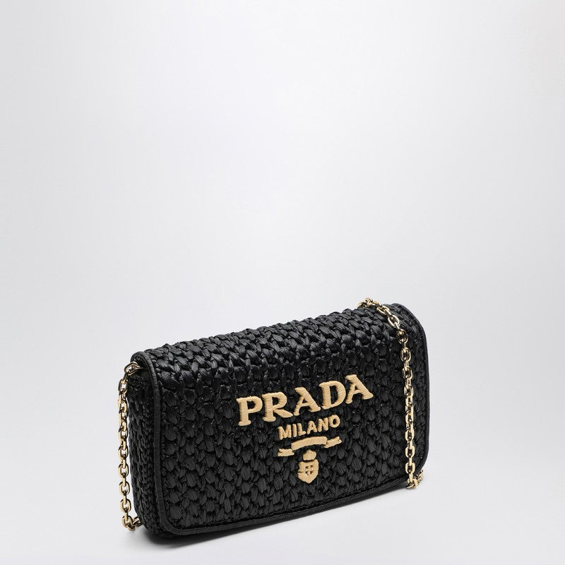 Prada Black crochet shoulder bag with logo 1BF134COB2M2TO_PRADA-F0ES7