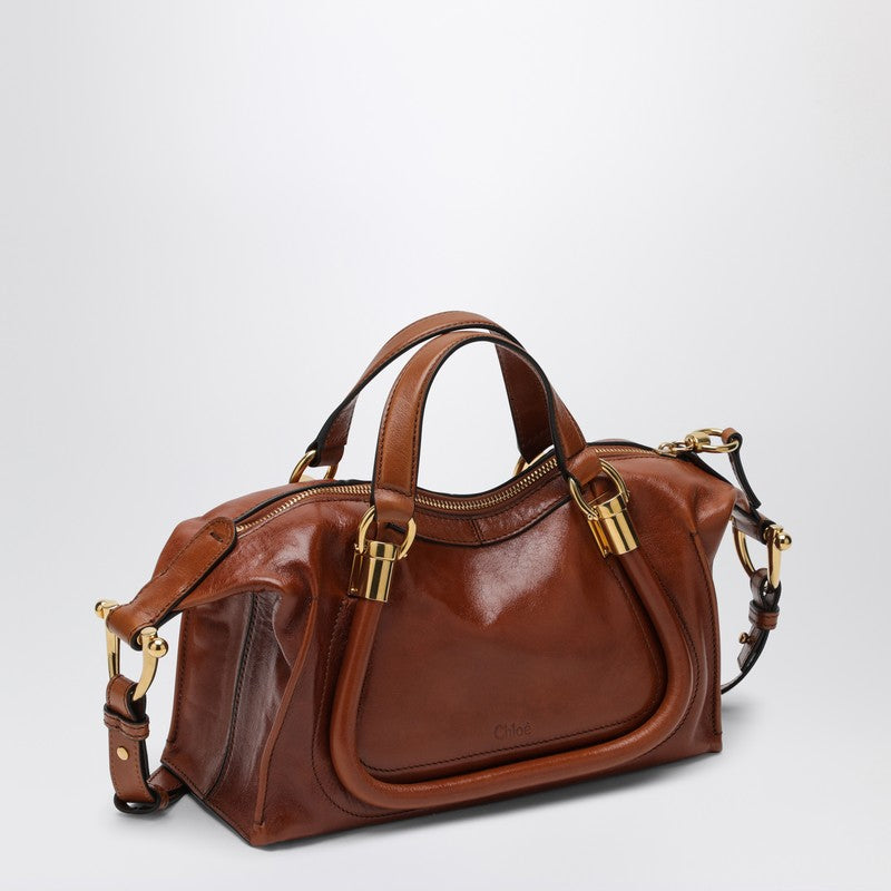 Chloé Small Paraty 24 bag in shiny brown leather CHC24AS751N82P_CHLOE-26M