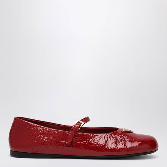 Prada Cherry patent leather ballerina with logo triangle 1F793N005H27Q_PRADA-F0E06