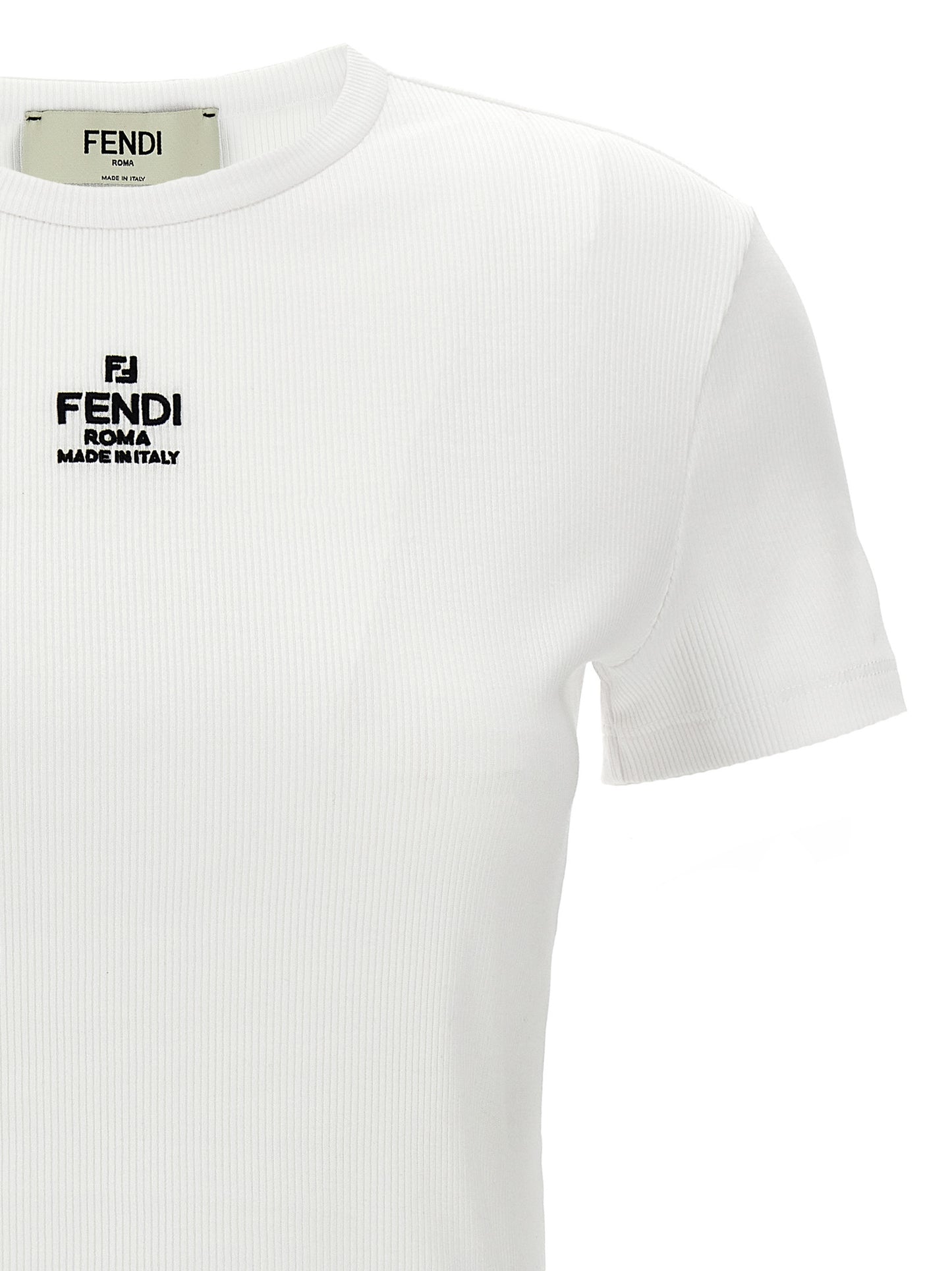 FENDI cropped t-shirt with logo embroidery FS8110ANQMF0ZNM