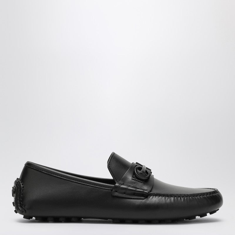 FERRAGAMO Black leather Gancini loafer 07680433ELEO_FERRA-NR