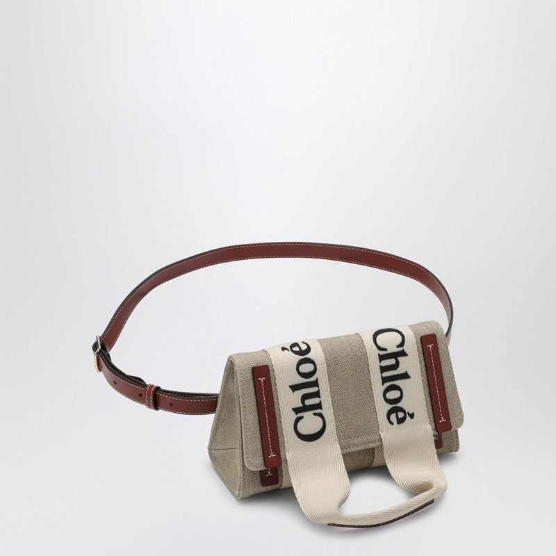 Chloé Woody beige/brown canvas waist bag CHC24AS681L17P_CHLOE-90U