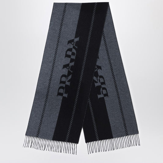 Prada Slate/black wool scarf with jacquard logo 2FS0572FK3P_PRADA-F0H16