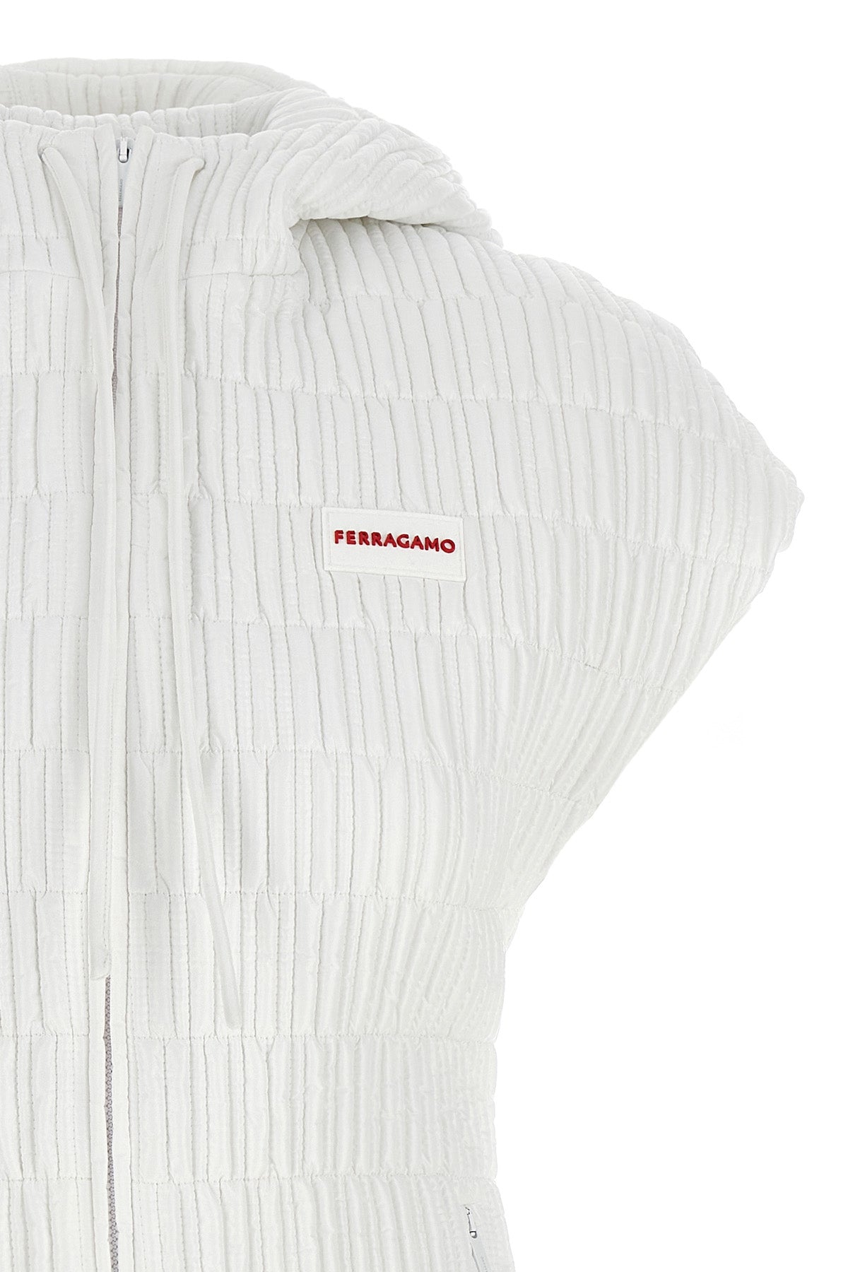 FERRAGAMO HOODED VEST 771340OPTICWHITE