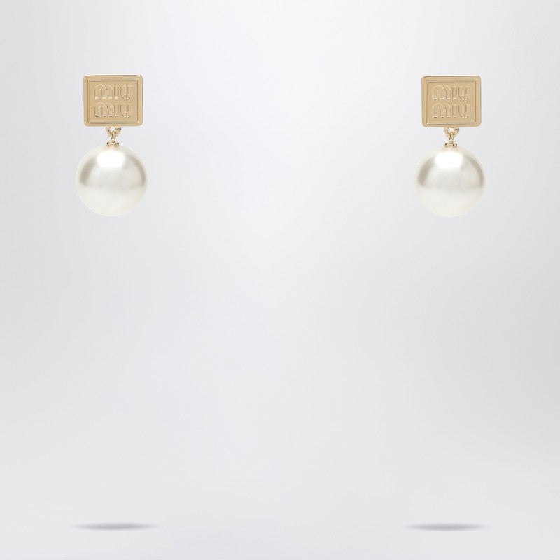 MIU MIU Gold metal earrings with pearl 5IO1322F89P_MIU-F0SAJ