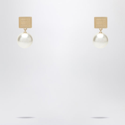 MIU MIU Gold metal earrings with pearl 5IO1322F89P_MIU-F0SAJ