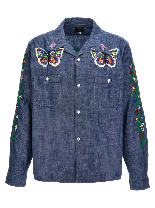 Needles CHAMBRAY EMBROIDERY SHIRT OT212BLUE