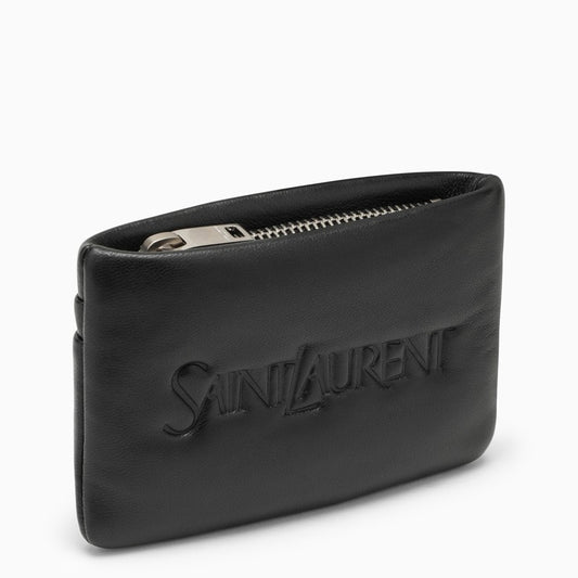 Saint Laurent Black padded leather coin purse with logo 777889AADA1O_YSL-1000