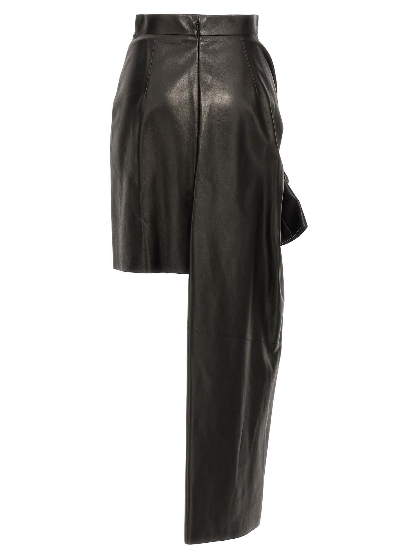 Alexander McQUEEN MAXI BOW LEATHER SKIRT 780910Q5AL11000