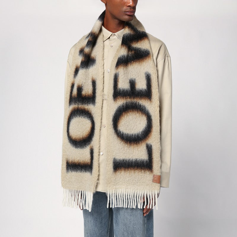 LOEWE Beige/black scarf with logo F811257X03WOP_LOEW-3154