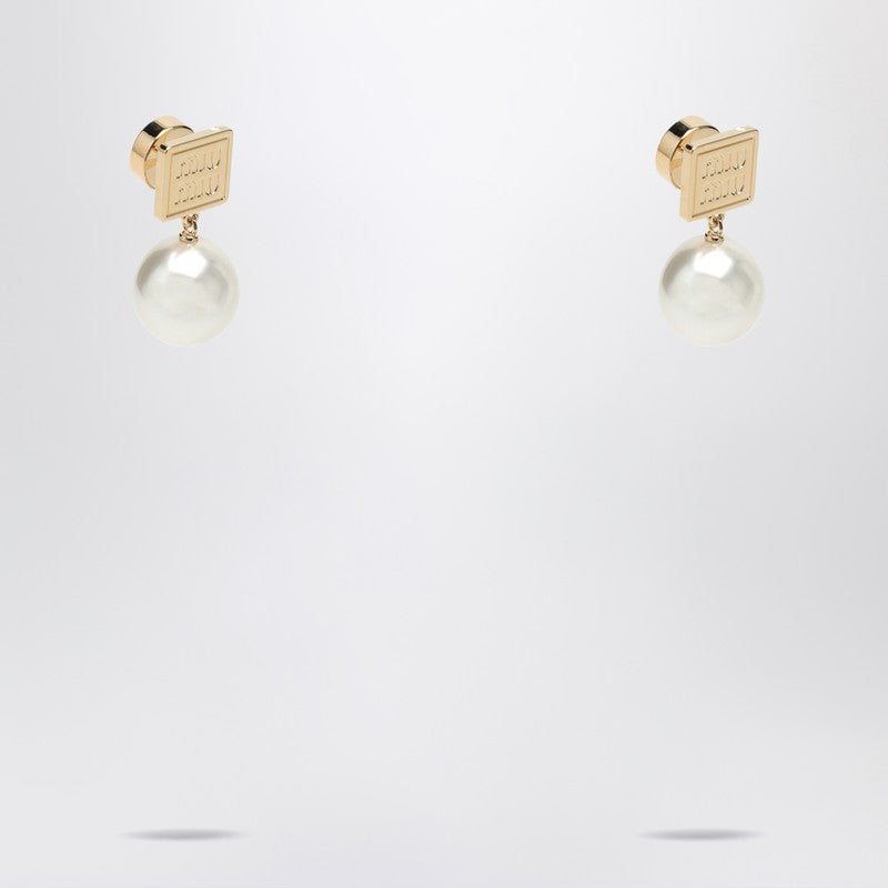 MIU MIU Gold metal earrings with pearl 5IO1322F89P_MIU-F0SAJ