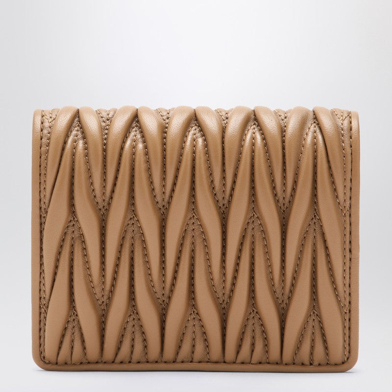 MIU MIU Caramel-coloured matelassé leather small wallet 5MV2042FPPP_MIU-F098L