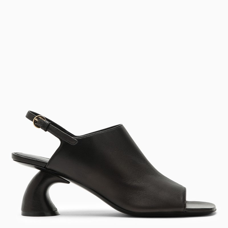 Dries Van Noten Black leather sandal with heel WS241663O_DRVNO-900