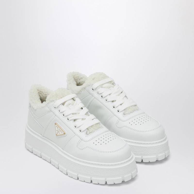 Prada White leather and sheepskin platform sneaker 1E947MZG453LENQ_PRADA-F0009