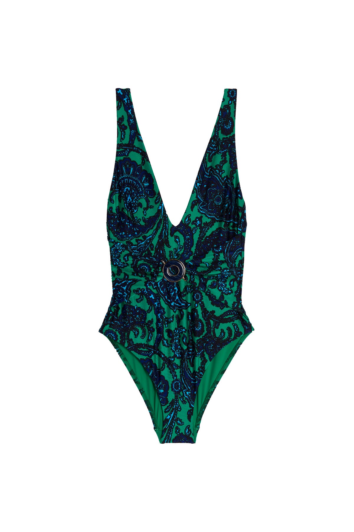 ZIMMERMANN ONE-PIECE SWIMSUIT 'TIGGY PLUNGE CIRCLE LINK' 5233WTIGNAVYGREENPAISLEY