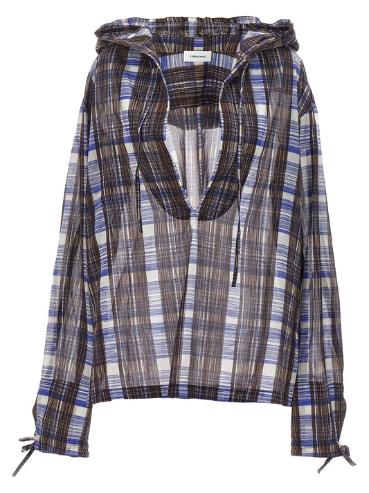 FERRAGAMO CHECK BLOUSE 0765427COCOA