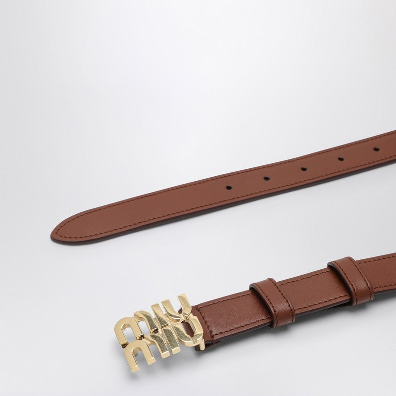 MIU MIU Tobacco leather belt with logo 5CC5652AIXP_MIU-F0005