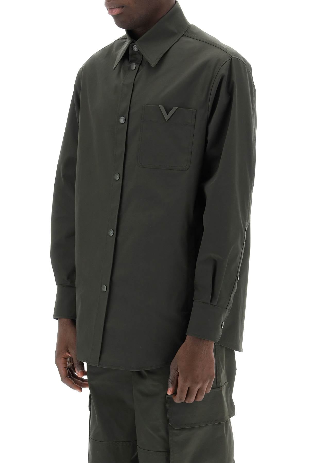 Valentino Garavani snap-up overshirt in stretch nylon 4V3CIA9ACKVL90