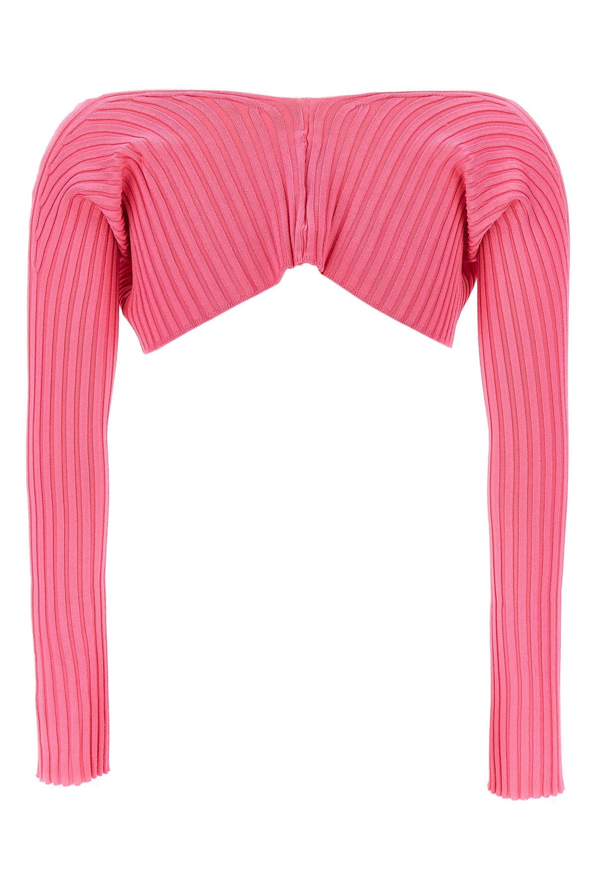 JACQUEMUS 'LE MAILLE PRALU' CROPPED CARDIGAN 21H213KN1082190NEONPINK