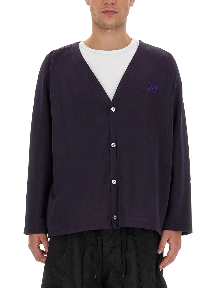 Needles CARDIGAN WITH LOGO MR304C-EGGPLANT