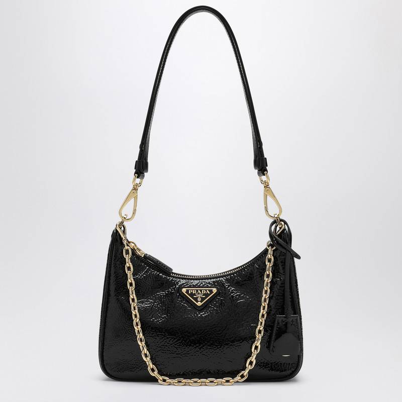 Prada Black Re-Edition mini bag in Naplak patent leather 1BC204QOM2DNTQ_PRADA-F0002