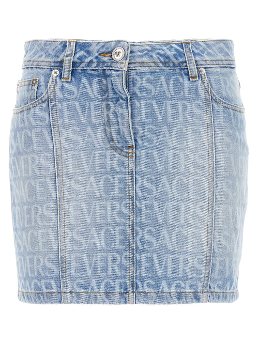 VERSACE ALLOVER DENIM MINI SKIRT 10115171A062371D190