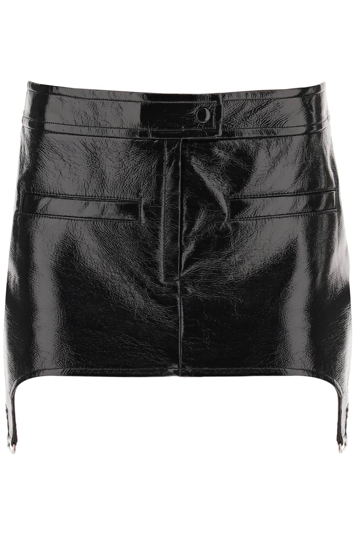 Courrèges vinyl effect mini skirt with suspenders 123CJU078VY00149999