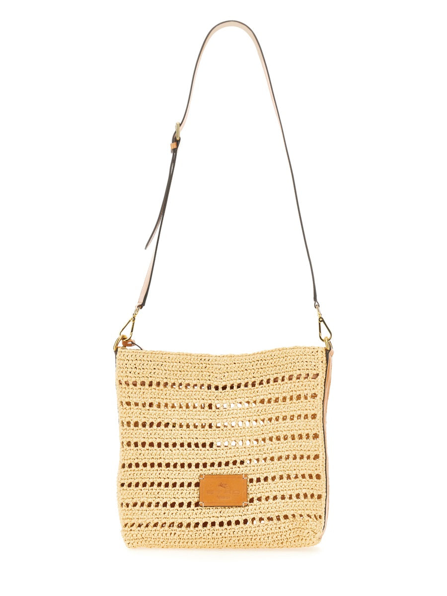 ETRO PERFORATED RAFFIA SHOULDER BAG 1P01090240800