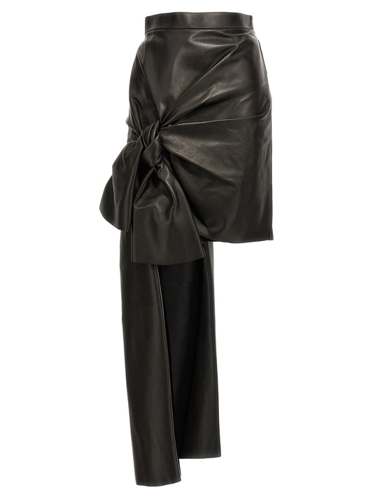 Alexander McQUEEN MAXI BOW LEATHER SKIRT 780910Q5AL11000