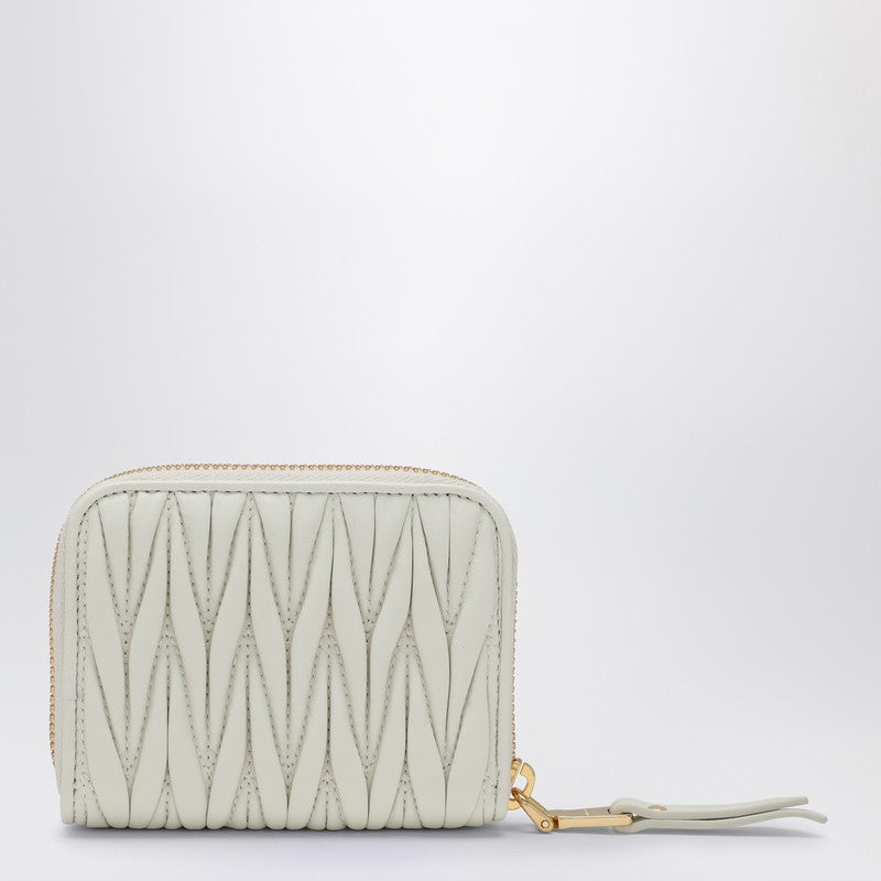 MIU MIU White matelassé leather zip around wallet 5MM2682FPPN_MIU-F0009