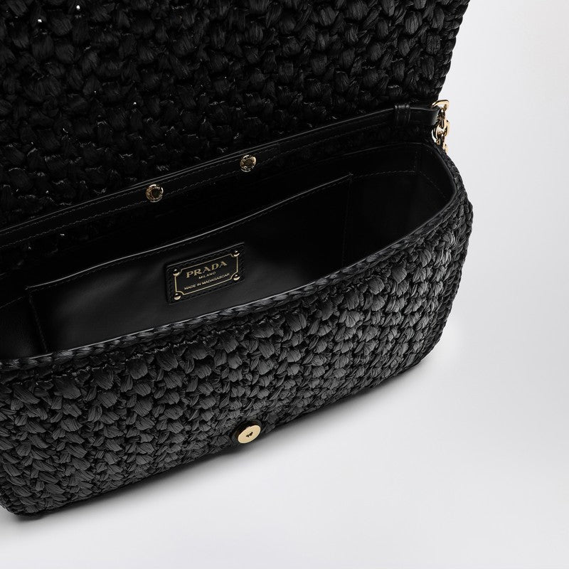 Prada Black crochet shoulder bag with logo 1BF134COB2M2TO_PRADA-F0ES7