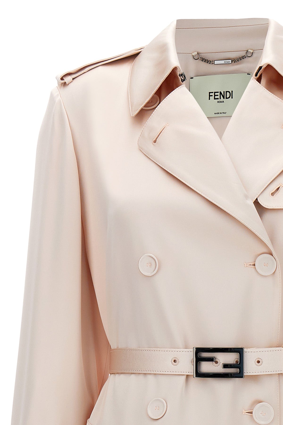 FENDI DOUBLE-BREASTED SILK TRENCH COAT