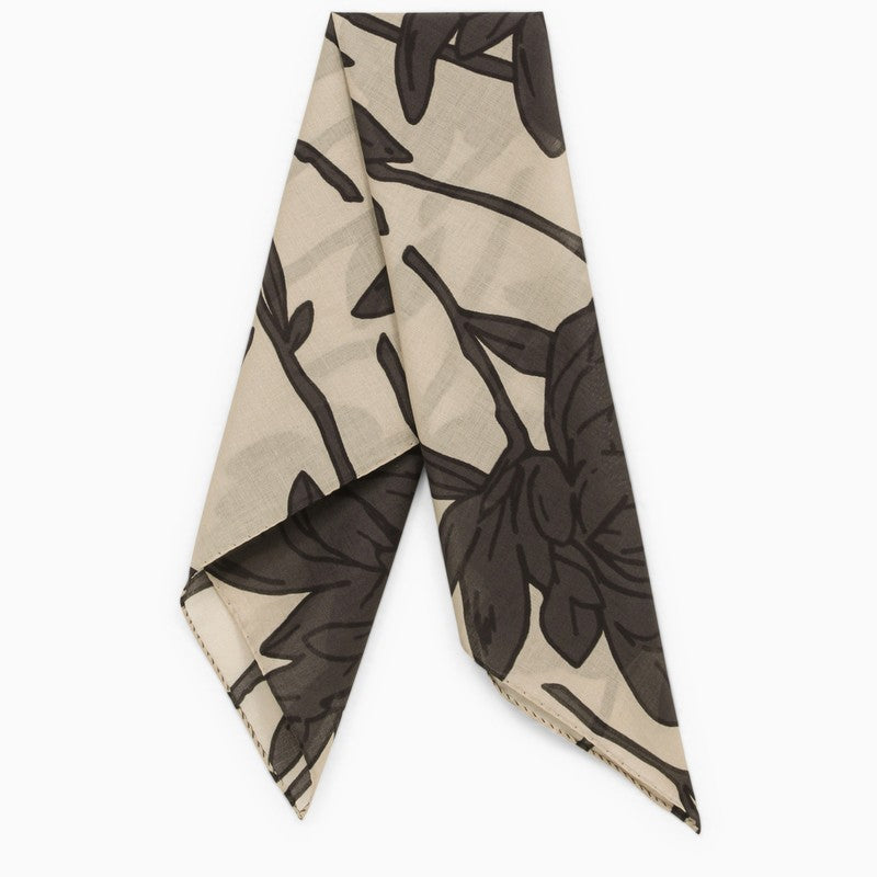 Brunello Cucinelli Beige cotton scarf with floral pattern MFOU0021COO_CUCIN-C6013