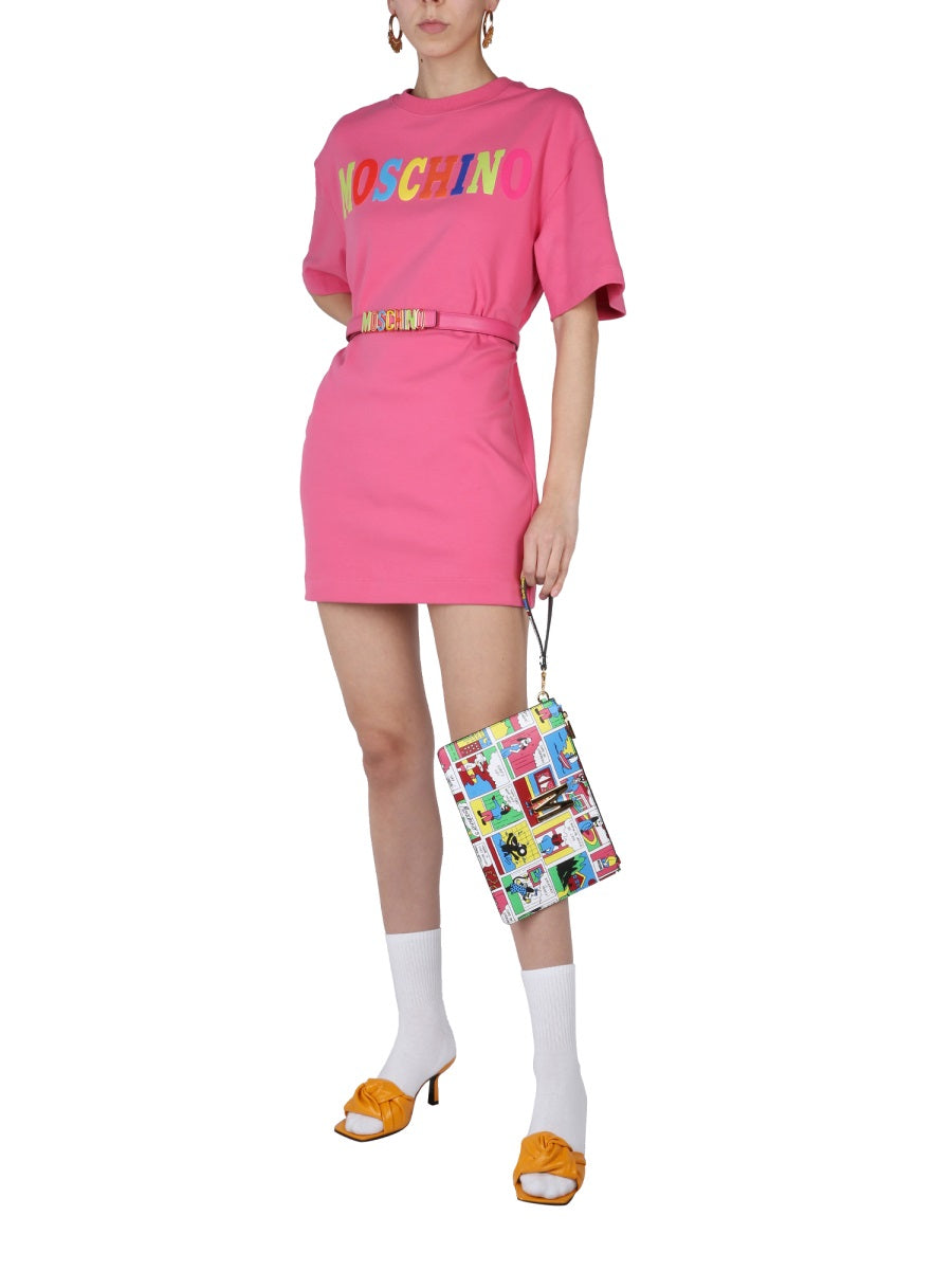 MOSCHINO FLOCKED LOGO DRESS 042305262206