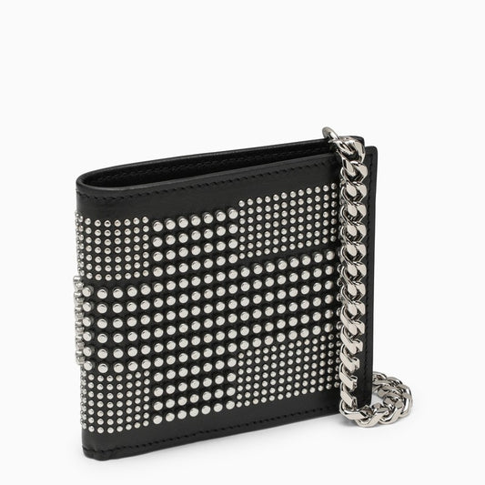 Alexander McQUEEN Black leather wallet with studs and chain 7752921AAQ2O_ALEXQ-1000