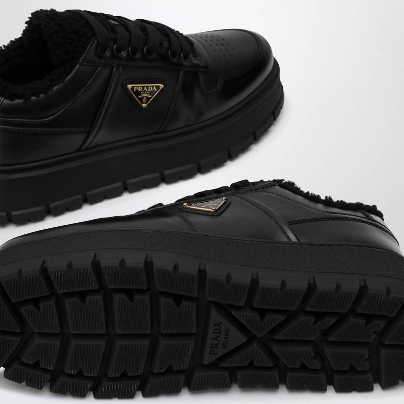 Prada Black leather and sheepskin platform sneaker 1E947MZG453LENQ_PRADA-F0002