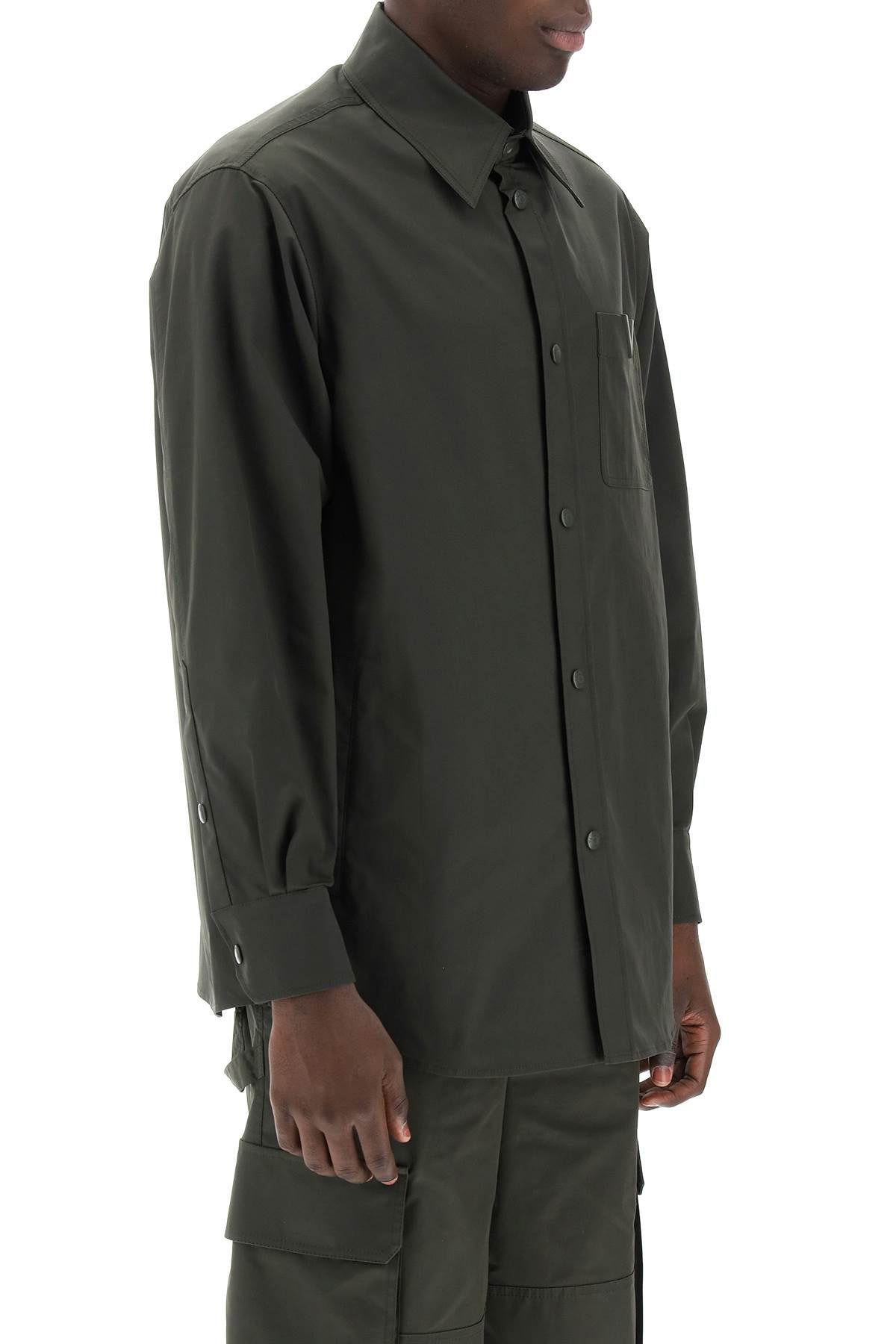 Valentino Garavani snap-up overshirt in stretch nylon 4V3CIA9ACKVL90