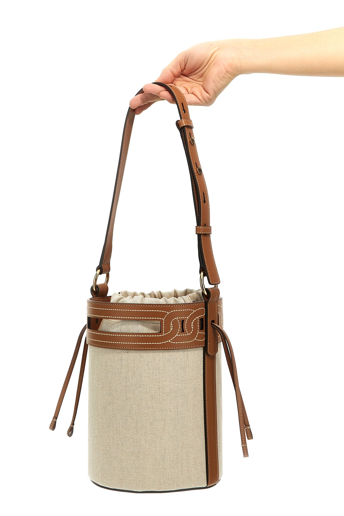 Tod's LEATHER CANVAS BUCKET BAG XBWKTEKT200T3902PU